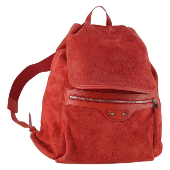 BALENCIAGA Backpack Suede Red Silver Auth bs29626 main image 12